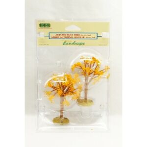 Vtg 2000 Lemax Village Landscape AUTUMN RUST TREES Small Set of 2 Retired 04497A